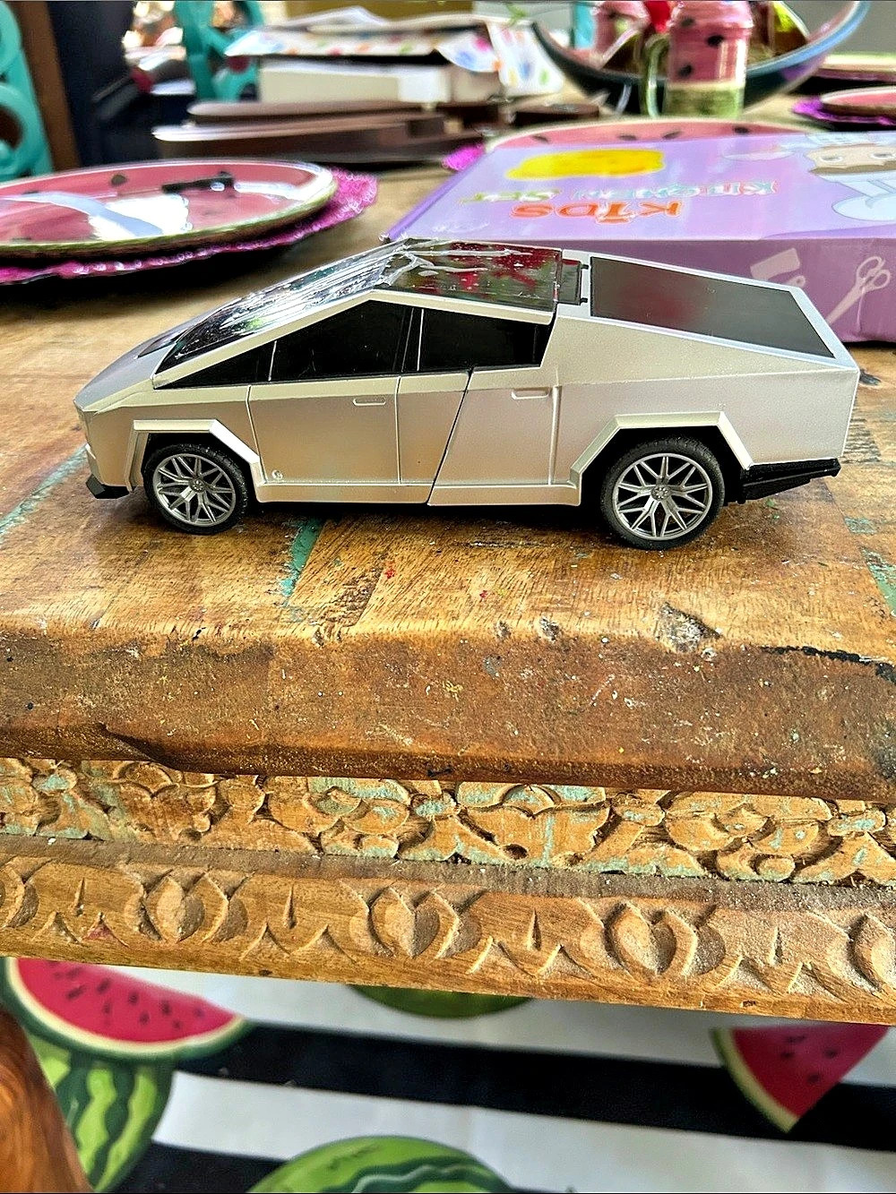 Tesla Cybertruck Diecast Model Toy Car Silver & Black